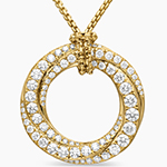 گردنبند جواهر الماس تراش برلیان و طلا زرد 18 عیار زنانه طرح دوار گرد مدل: nec2049