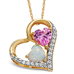 آویز و پلاک قلب طلا زنانه جدید جواهر تورمالین، اوپال و الماس تراش برلیان مدل: npdf13382