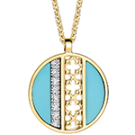 مدال و آویز فیروزه طلا زنانه جدید طرح اسلیمی و نگین جواهر برلیان مدل npdf13383