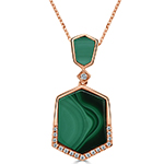 آویز و پلاک طلا زنانه و دخترانه جدید طرح آویزان بلند جواهر مالاکیت و برلیان مدل: npdf13384