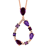 آویز گردنبند طلا زنانه 18 عیار آمیتیست و الماس تراش برلیان مدل npdf13385