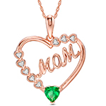 آویز گردنبند طلا 18عیار زنانه طرح قلب مادر mom جواهر زمرد و برلیان مدل npdf13387