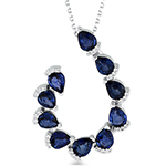 پلاک و آویز طلا زنانه 18 عیار خاص و زیبا یاقوت کبود و الماس تراش برلیان مدل npdf13388