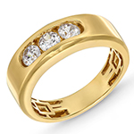 حلقه مردانه طلا زرد 18 عیار جواهر نگین الماس تراش برلیان 3 تایی: مدل wrgm1299