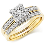 حلقه و پشت حلقه ازدواج زنانه طلا زرد جواهر نگین الماس تراش برلیان طرح کلاستر مدل فلاور مدل: RDF1153