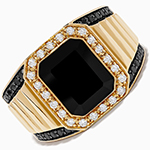 انگشتر رولکس طلا مردانه 18 عیار جدید جواهر اونیکس مشکی ، برلیان و اسپینل مشکی مدل rgm17186