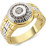 انگشتر مردانه رولکسی طلا و جواهر نگین الماس تراش برلیان تخمه و برلیان دیواره جدید مدل rgm17188