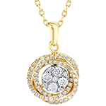 آویز و پلاک الماس جواهر تراش برلیان مدل فلاور و طلا زرد 18 عیار زنانه مدل: pdb2347