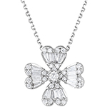 پلاک گل شبدر با طرح 4 برگ قلب جواهر الماس تراش باگت و برلیان خاص زنانه مدل: pdb2349