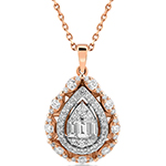 آویز و پلاک باگت و برلیان جواهر طرح اشک و طلا رزگلد 18 عیار زنانه جدید مدل: pdb2350 