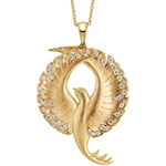 آویز و پلاک الماس تراش برلیان طرح ققنوس و طلا زرد 18 عیار خاص و جدید مدل: pdb2351 