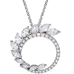 آویز و پلاک الماس تراش مارکیز و برلیان طرح دایره طلا سفید 18 عیار لوکس مدل: pdb2352 