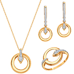 نیم ست برلیان طرح مار طلا زرد زنانه 18 عیار خاص و نگین الماس تراش برلیان مدل: hdset2122