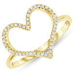 انگشتر الماس قلب زنانه طلا زرد 18 عیار با نگین جواهر الماس تراش برلیان مدل: wrdf21701