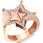 انگشتر الماس زنانه طلا رزگل 18 عیار طرح ستاره بزرگ و مجلسی با نگین جواهر برلیان مدل: wrdf21702 