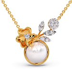 گردنبند طلا زنانه 18 عیار مروارید و برلیان طرح گل مرواریدی جذاب و خاص مدل: ndf189