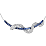 گردنبند طلا زنانه جدید طرح مار بسیار زیبا جواهر یاقوت کبود و برلیان مدل ndf190