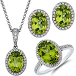 نیم ست طلا جدید زنانه جواهر نگین زبرجد و الماس تراش برلیان طرح مینیمال مدل hsdf1582