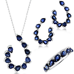 نیم ست طلا جدید آویز گوشواره و انگشتر زنانه جواهر یاقوت آبی و برلیان مدل: hsdf1585