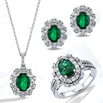 نیم ست طلا جدید زنانه سلطنتی زمرد و الماس تراش برلیان و باگت مدل: hsdf1588