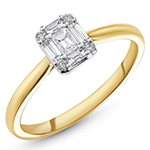 حلقه ازدواج زنانه طلا زرد 18 عیار مدرن نگین الماس تراش باگت و برلیان مدل: RDF1158