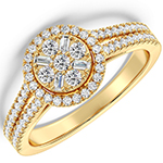 مدل شیک حلقه ازدواج زنانه طلا و جواهر نگین برلیان و باگت طلا زرد 18 عیار :RDF1161