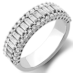 حلقه ازدواج زنانه طلا طرح اترنیتی رینگ الماس تراش باگت و برلیان طلا سفید 18 عیار :RDF1162