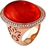 انگشتر طلا زنانه جدید عقیق سرخ و الماس تراش برلیان طرح مجلسی مدل: rgf1846