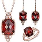  خرید نيم ست طلا جديد زنانه و دخترانه جواهر گارنت و برلیان مدل: hsdf1579 