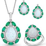 نیم ست طلا جدید زنانه و دخترانه جواهر اوپال، زمرد و برلیان مدل: hsdf1580