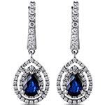 گوشواره طلا جدید جواهر یاقوت کبود و الماس تراش برلیان مدل: edf1677