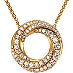 گردنبند جواهر الماس تراش برلیان و طلا زرد 18 عیار زنانه طرح دوار گرد مدل: nec2049