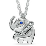 آویز طلا کودک فیل سفید با نگین الماس تراش برلیان و یاقوت آبی مدل: gdc1001