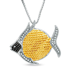 آویز طلا زرد کودک طرح ماهی با نگین الماس تراش برلیان و ملیله کاری مدل: gdc1002