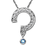 آویز طلا سفید کودکانه طرح علامت سوال با نگین توپاز و برلیان مدل: gdc1007