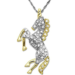 آویز طلا کودکانه یونیکورن طرح اسب شاخدار با نگین برلیان مدل: gdc1008