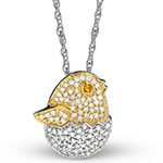 پلاک گردنبند طلا کودکانه طرح جوجه طلایی با نگین برلیان و سیترین مدل: gdc1010