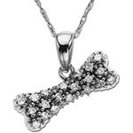 آویز طرح استخوان بچه گانه طلا سفید با جواهر برلیان سفید و مشکی مدل: gdc1014