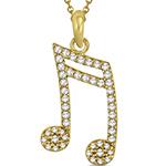 آویز طلا زرد کودکانه طرح نت موسیقی بسیار جذاب نگین برلیان مدل: gdc1016