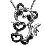 آویز پاندای برگ به دست طلا سفید نگین برلیان مشکی بچه گانه مدل: gdc1019