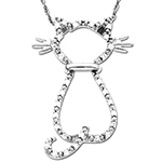 پلاک گربه سفید طلا کودکانه با نگین تمام جواهر برلیان مدل: gdc1020