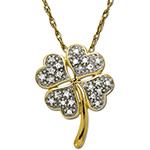 آویز گردنبند طلا زرد 18 عیار زنانه طرح شبدر قلب نگین برلیان مدل: gdc1029