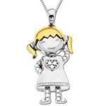 آویز طلا سفید طرح دخترک کوچک بچه گانه با نگین الماس تراش برلیان مدل: gdc1031