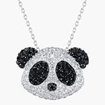 آویز طلا سفید کودکانه با نگین الماس تراش برلیان سیاه و سفید طرح خرس پاندا مدل: gdc1034