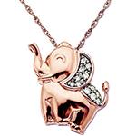 آویز طلا رزگلد کودک طرح فیل مهربان و جواهر الماس تراش برلیان مدل: gdc1039