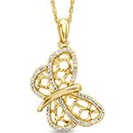 آویز پروانه طلا زرد دخترانه بچه گانه با نگین الماس تراش برلیان مدل: gdc1040