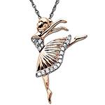 آویز طلا رزگلد دخترانه با نگین برلیان طرح دخترک رقصان مدل: gdc1044