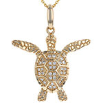 آویز طلا زرد با طراحی لاک پشت و نگین برلیان مدل: gdc10470