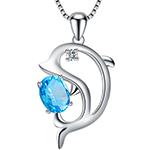 آویز طلا سفید کودکانه طرح دلفین با نگین توپاز و برلیان مدل : gdc1045