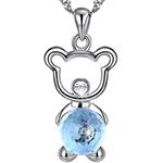 آویز کودکانه طرح خرس طلا سفید با نگین توپاز و برلیان مدل: gdc1054